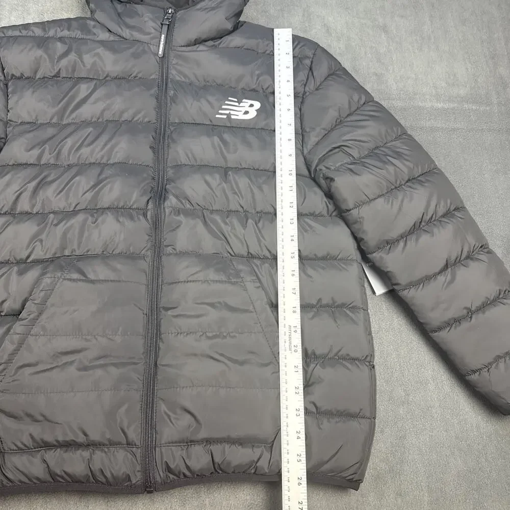 New Balance Men's Puffer Quilted Black Tech Jacket Water Resistant Size Medium